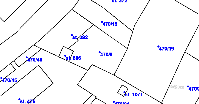 Parcela st. 470/9 v KÚ Žacléř, Katastrální mapa
