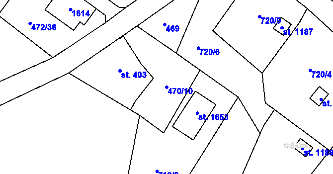 Parcela st. 470/10 v KÚ Žacléř, Katastrální mapa