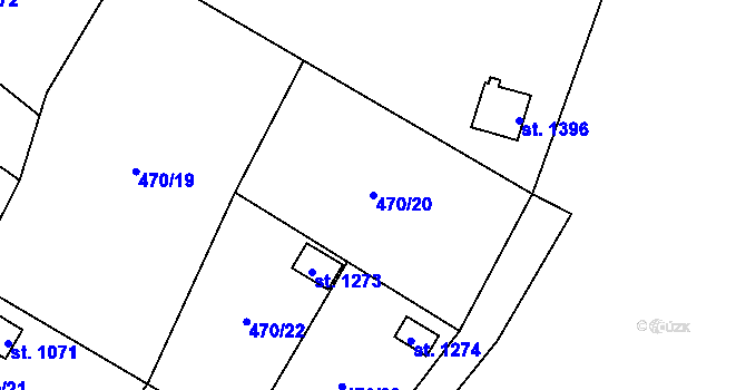 Parcela st. 470/20 v KÚ Žacléř, Katastrální mapa