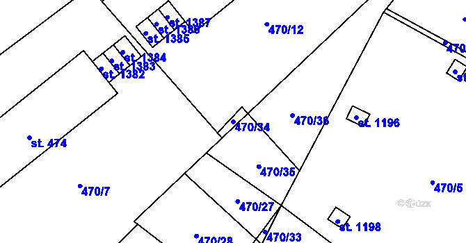 Parcela st. 470/34 v KÚ Žacléř, Katastrální mapa