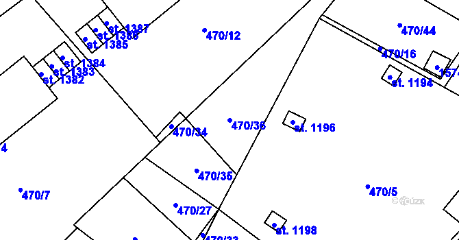 Parcela st. 470/36 v KÚ Žacléř, Katastrální mapa