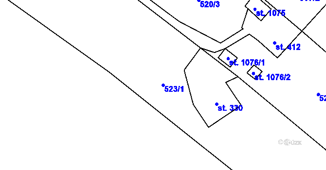 Parcela st. 523/1 v KÚ Žacléř, Katastrální mapa