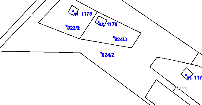 Parcela st. 824/2 v KÚ Žacléř, Katastrální mapa