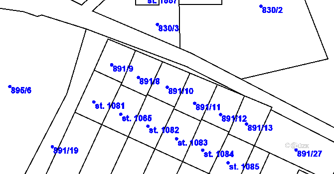 Parcela st. 891/10 v KÚ Žacléř, Katastrální mapa