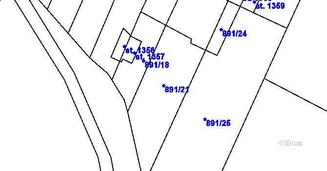 Parcela st. 891/21 v KÚ Žacléř, Katastrální mapa