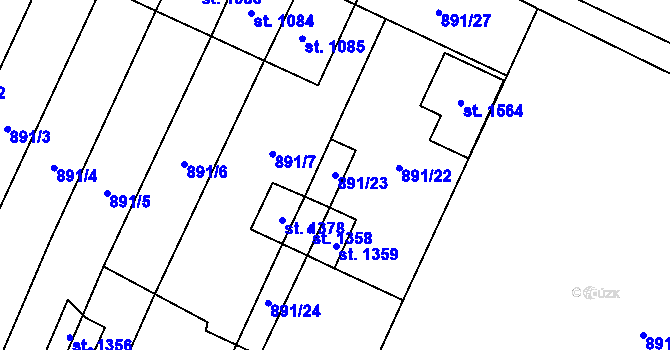 Parcela st. 891/23 v KÚ Žacléř, Katastrální mapa