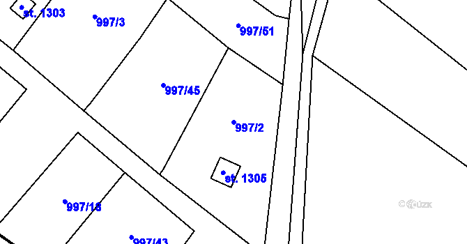 Parcela st. 997/2 v KÚ Žacléř, Katastrální mapa