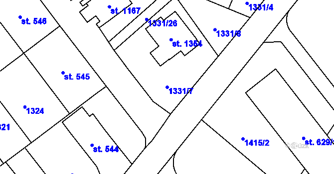 Parcela st. 1331/7 v KÚ Žacléř, Katastrální mapa