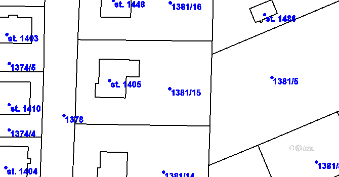 Parcela st. 1381/15 v KÚ Žacléř, Katastrální mapa