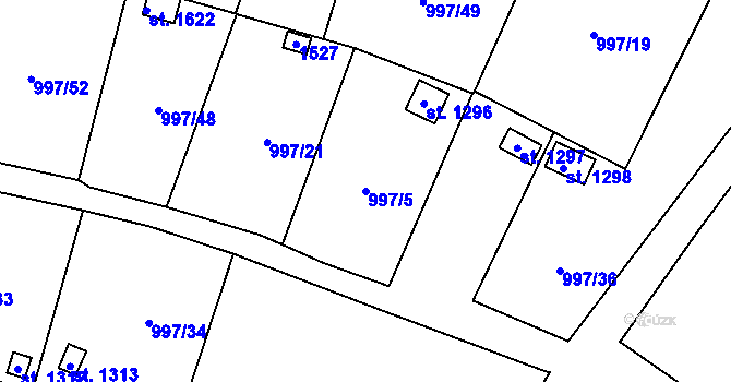 Parcela st. 997/5 v KÚ Žacléř, Katastrální mapa