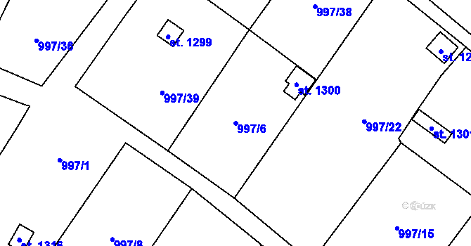 Parcela st. 997/6 v KÚ Žacléř, Katastrální mapa