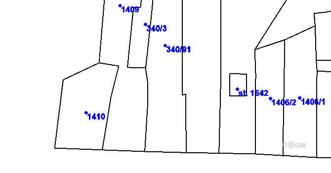 Parcela st. 340/90 v KÚ Žacléř, Katastrální mapa