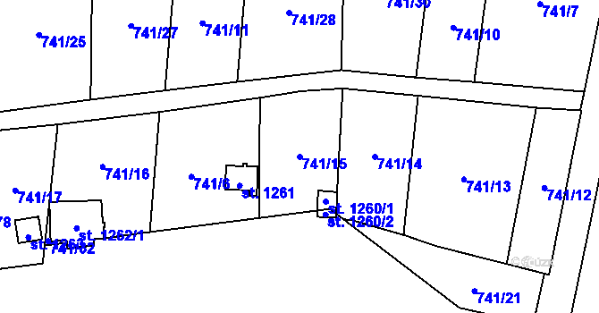 Parcela st. 741/15 v KÚ Žacléř, Katastrální mapa