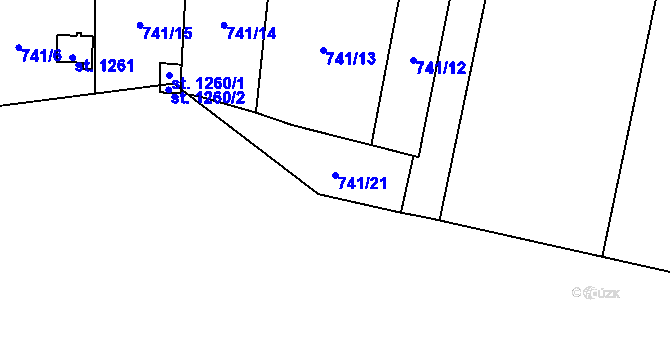Parcela st. 741/21 v KÚ Žacléř, Katastrální mapa