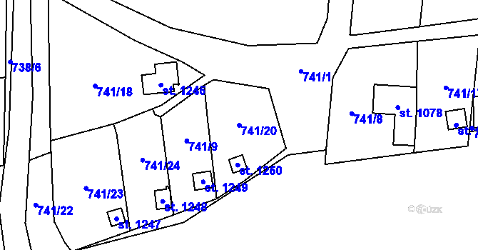 Parcela st. 741/20 v KÚ Žacléř, Katastrální mapa