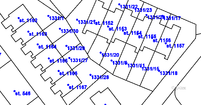 Parcela st. 1331/20 v KÚ Žacléř, Katastrální mapa
