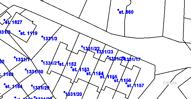 Parcela st. 1331/23 v KÚ Žacléř, Katastrální mapa