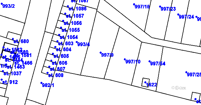 Parcela st. 997/9 v KÚ Žacléř, Katastrální mapa