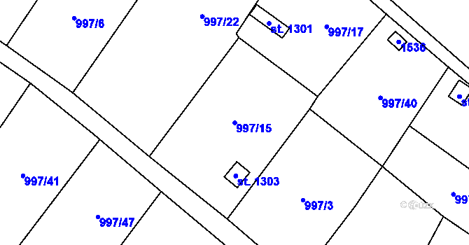 Parcela st. 997/15 v KÚ Žacléř, Katastrální mapa