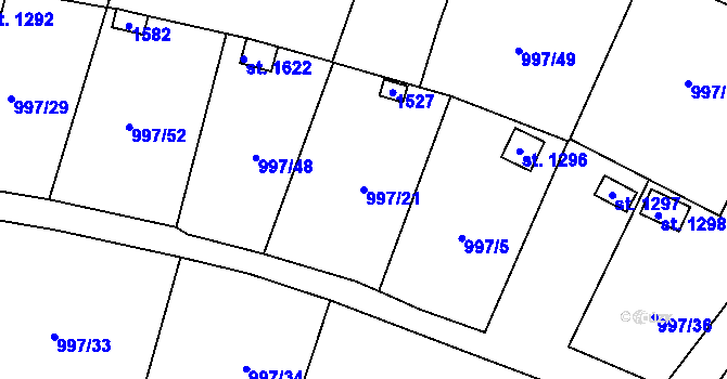 Parcela st. 997/21 v KÚ Žacléř, Katastrální mapa