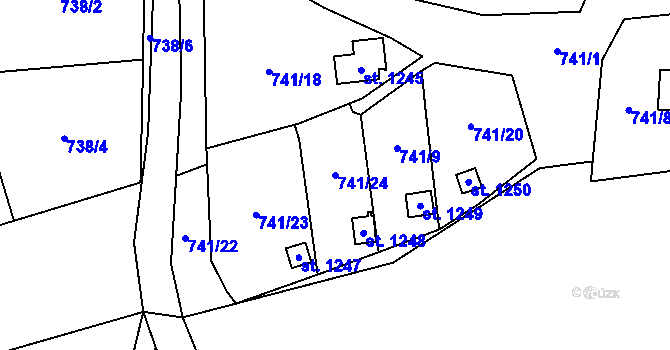 Parcela st. 741/24 v KÚ Žacléř, Katastrální mapa