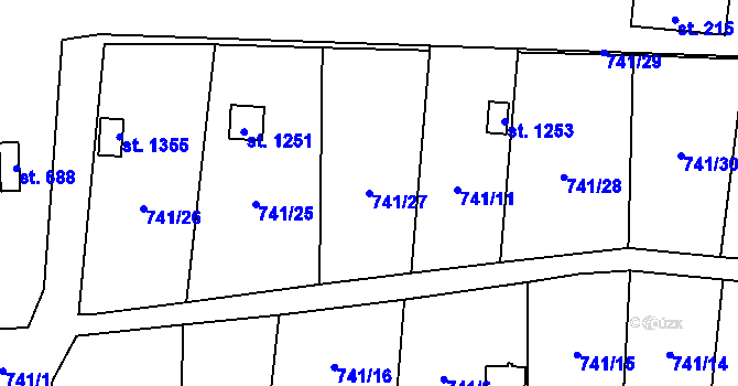 Parcela st. 741/27 v KÚ Žacléř, Katastrální mapa