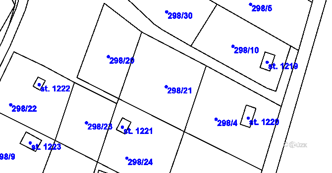 Parcela st. 298/21 v KÚ Žacléř, Katastrální mapa