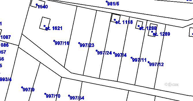 Parcela st. 997/24 v KÚ Žacléř, Katastrální mapa