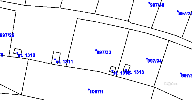 Parcela st. 997/33 v KÚ Žacléř, Katastrální mapa