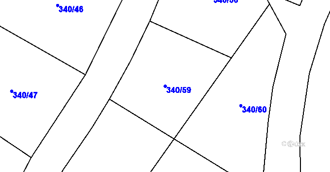 Parcela st. 340/59 v KÚ Žacléř, Katastrální mapa