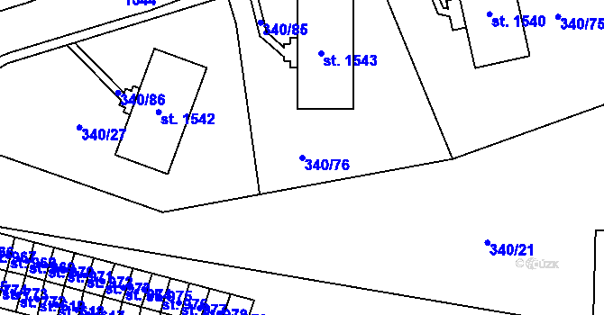 Parcela st. 340/76 v KÚ Žacléř, Katastrální mapa