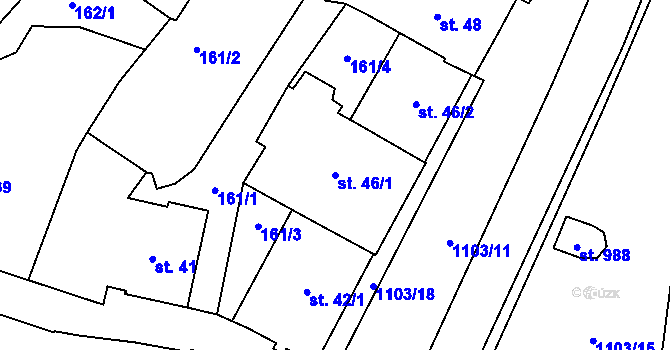 Parcela st. 46/1 v KÚ Žacléř, Katastrální mapa
