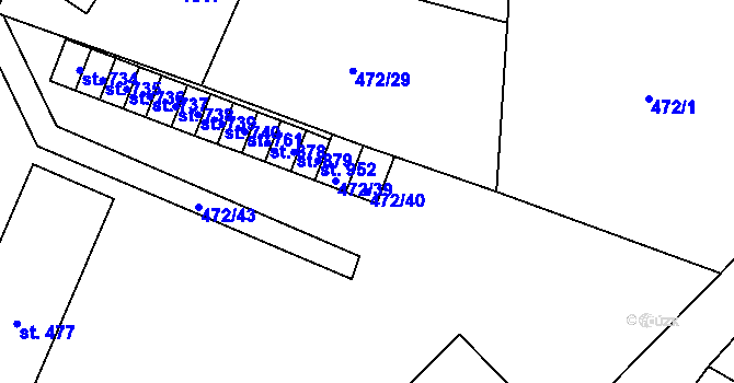 Parcela st. 472/40 v KÚ Žacléř, Katastrální mapa