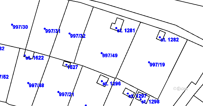 Parcela st. 997/49 v KÚ Žacléř, Katastrální mapa