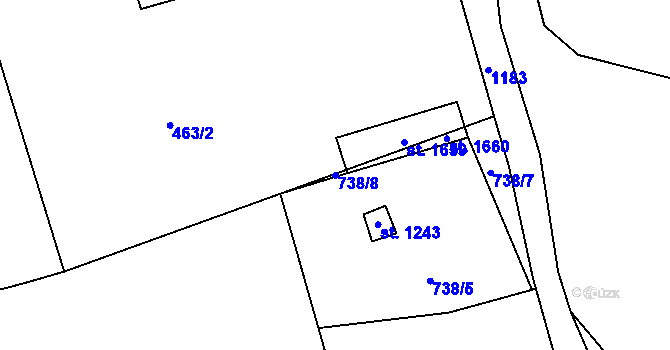 Parcela st. 738/8 v KÚ Žacléř, Katastrální mapa