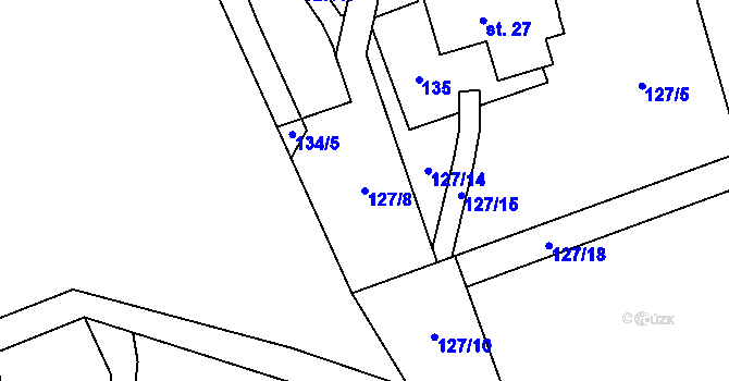 Parcela st. 127/8 v KÚ Vernířovice, Katastrální mapa