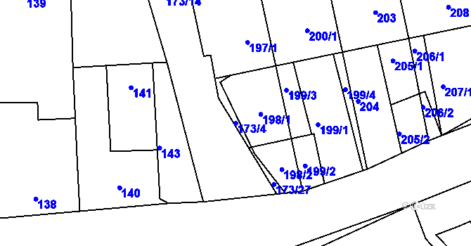 Parcela st. 173/4 v KÚ Žádovice, Katastrální mapa