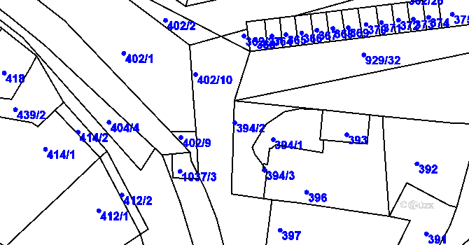 Parcela st. 394/2 v KÚ Žádovice, Katastrální mapa