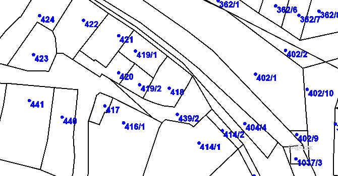 Parcela st. 418 v KÚ Žádovice, Katastrální mapa