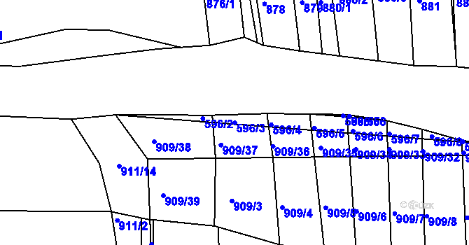 Parcela st. 596/3 v KÚ Žádovice, Katastrální mapa