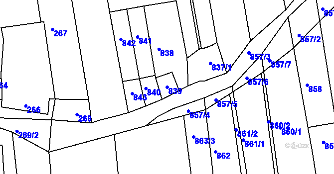 Parcela st. 839 v KÚ Žádovice, Katastrální mapa