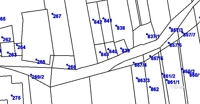 Parcela st. 843 v KÚ Žádovice, Katastrální mapa