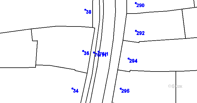 Parcela st. 76/1 v KÚ Žádovice, Katastrální mapa