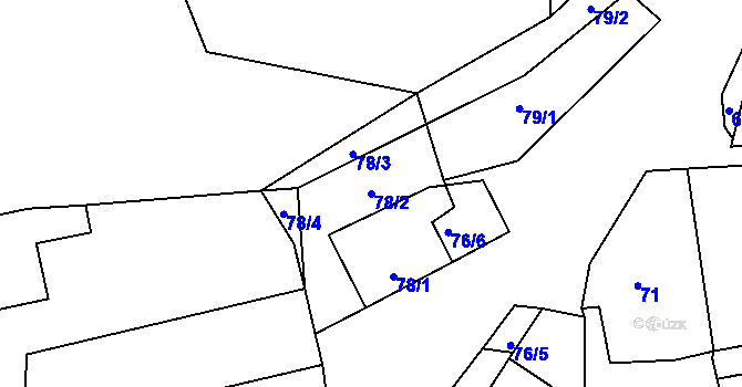 Parcela st. 78/2 v KÚ Žádovice, Katastrální mapa