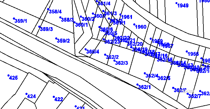 Parcela st. 362/2 v KÚ Žádovice, Katastrální mapa