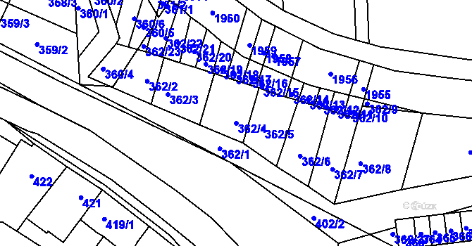Parcela st. 362/4 v KÚ Žádovice, Katastrální mapa