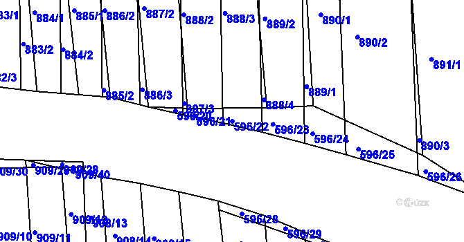 Parcela st. 596/22 v KÚ Žádovice, Katastrální mapa