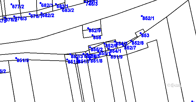 Parcela st. 855/1 v KÚ Žádovice, Katastrální mapa