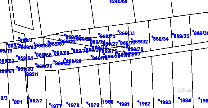 Parcela st. 869/30 v KÚ Žádovice, Katastrální mapa