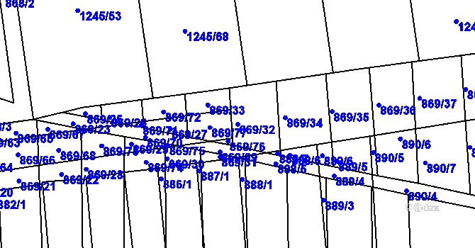 Parcela st. 869/32 v KÚ Žádovice, Katastrální mapa